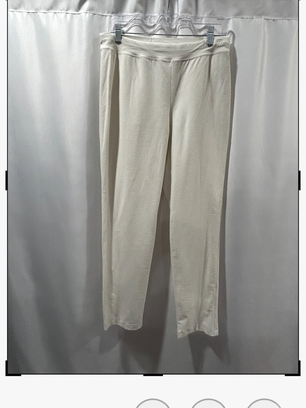 Eileen Fisher Off White Stretch Crepe Slim Leg Pull On Pants